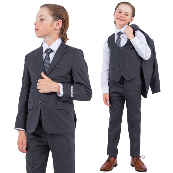 EXCLUSIVE Stacy Adams 5pc Boys Suit Slim-Fit, Charcoal Grey - Picture 1 of 6